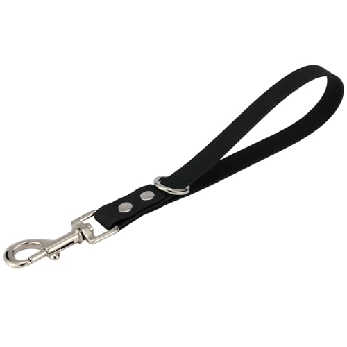 Kurze Hundeleine, 22,9 cm, 1,5 cm breit, robuste Verkehrsleine für Hunde, kurze Leine für Hundetrainingskontrolle, wasserdichte PVC-Hundetrainingsleine, Haltegriff, kurze Leine (Schwarz, 22,9 cm) von FURSDOLY