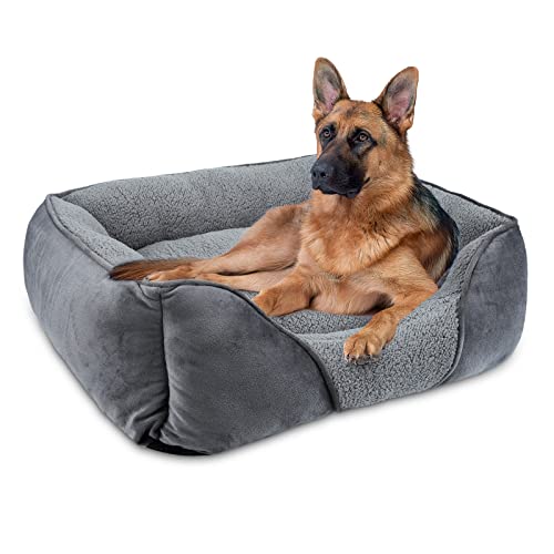 FURTIME Hundebett Grosse Hunde, Hundebett Waschbar Flauschig Hundekorb, Rutschfestes Hundekörbchen, Anti-Angst Hundebetten Weich Bequem Atmungsaktiv, Hundebett für Grosse Hunde und Katzen, 89x63x23cm von FURTIME