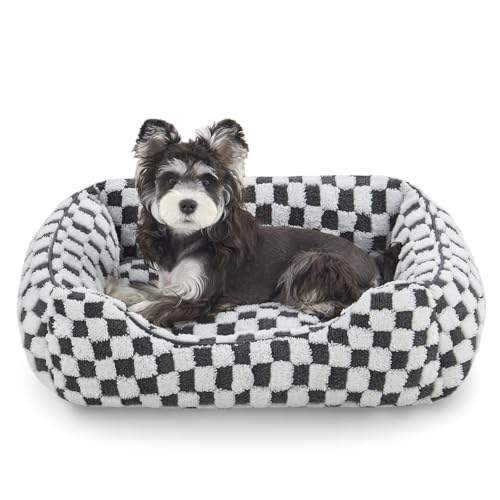 FURTIME Hundebett Kleine Hunde, Hundekorb für Hunde und Katzen, rutschfest, Waschbares Hundebett,komfortabler Plüsch-Hundekörbchen (S 51×48×15 cm) von FURTIME