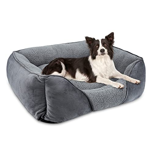 FURTIME Hundebett Mittelgroße Hunde, Hundebett Waschbar Flauschig Hundekorb, Anti-Angst Hundebetten Bequem Hundekörbchen, Rutschfestes Hundebett für Mittelgroße und Kleine Hunde, 63x53x20cm von FURTIME