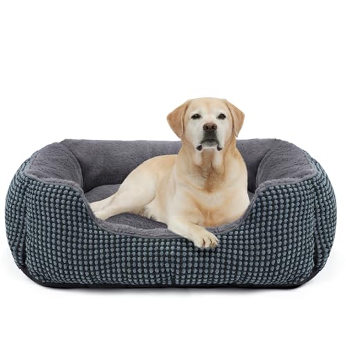 FURTIME Hundebett Mittelgroße Hunde, Hundebett Waschbar Flauschig Hundekorb, Rutschfestes Hundekörbchen Hundebetten, Anti-Angst Hundebett für Mittelgroße Hunde und Katzen, 76x61x23cm von FURTIME