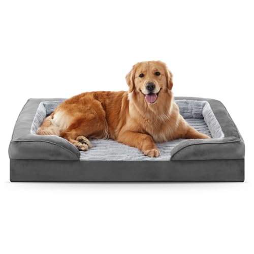 FURTIME Orthopädisches Bett für extra große Hunde, wasserdichtes Hundebett, für große Hunde, ultra-bequemes, stützendes Schaumstoff-Hundesofabett mit abnehmbarem, waschbarem Bezug, extra großes von FURTIME