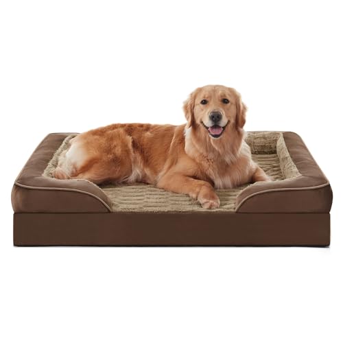 FURTIME Orthopädisches Bett für große Hunde, waschbar, Größe XL, bequem, stützendes Schaumstoff-Haustier-Couch-Bett mit abnehmbarem, waschbarem Bezug, wasserdicht, extra großes Schlafsofa, Schaumstoff von FURTIME