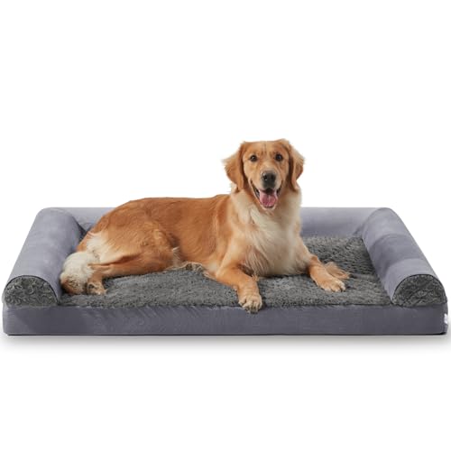 FURTIME Orthopädisches Hundebett Grosse Hunde Ergonomisches Hundekissen XL - 107x76 cm Hundesofa Waschbares Hundekissen mit Abnehmbarem rutschfest Fütterung Schaumstoff Hundebett Orthopädisch von FURTIME