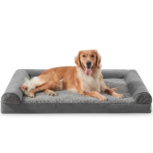 FURTIME Orthopädisches Hundebett Grosse Hunde Ergonomisches Hundekissen - 107x76 cm Hundesofa Waschbares Hundekissen (Dunkel Grau, XL - L 107 x B 76 x H 17 cm) von FURTIME