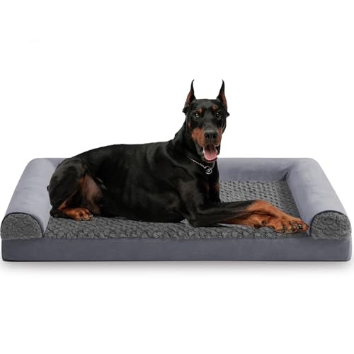 FURTIME Orthopädisches Hundebett Grosse Hunde Ergonomisches Hundekissen XXL - 112x89 cm Hundesofa Waschbares Hundekissen mit Abnehmbarem rutschfest Fütterung Schaumstoff Hundebett Orthopädisch von FURTIME