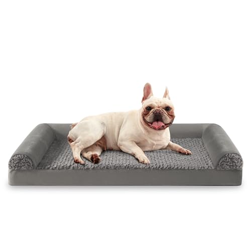 FURTIME Orthopädisches Hundebett Grosse Hunde Ergonomisches Hundekissen - 71x58 cm Hundesofa Waschbares Hundekissen (Dunkel Grau, M - L 71 x B 58 x H 17 cm) von FURTIME