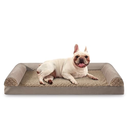 FURTIME Orthopädisches Hundebett Grosse Hunde Ergonomisches Hundekissen - 71x58 cm Hundesofa Waschbares Hundekissen (Braun, M - L 71 x B 58 x H 17 cm) von FURTIME