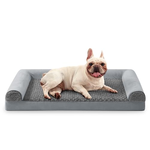 FURTIME Orthopädisches Hundebett Mittelgroße Hunde Ergonomisches Hundekissen - 71x58 cm Hundesofa Waschbares Hundekissen (Grau, M - L 71 x B 58 x H 17 cm) von FURTIME