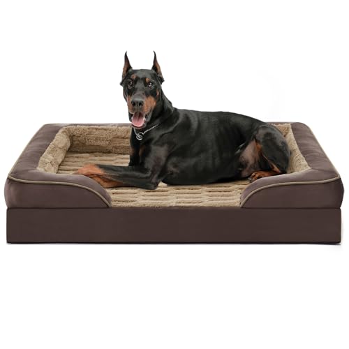 FURTIME Orthopädisches Hundebett für extra große Hunde – XL Plus waschbare Hundesofabetten, stützendes Schaumstoff-Haustier-Couch-Bett mit abnehmbarem, waschbarem Bezug, wasserdichtem Futter und von FURTIME