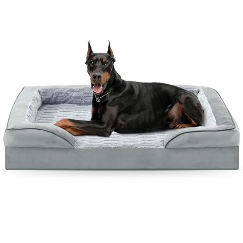 FURTIME Orthopädisches Hundebett für extra große Hunde – XL Plus wasserdichtes Hundesofa, stützendes Schaumstoff-Haustier-Couch-Bett mit abnehmbarem, waschbarem Bezug, wasserdichtem Futter und von FURTIME