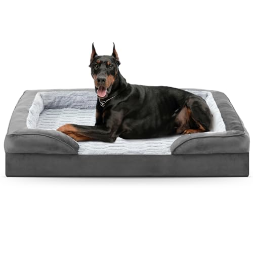 FURTIME Orthopädisches Hundebett für extra große Hunde – XL-wasserdichtes Hundesofa, ultra-bequemes, stützendes Schaumstoff-Haustierbett mit abnehmbarem, waschbarem Bezug, Jumbo-Hundebett mit von FURTIME