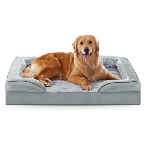 FURTIME Orthopädisches Hundebett für extra große Hunde – XL waschbares Hundesofa, groß, stützendes Schaumstoff-Haustier-Couch-Bett mit abnehmbarem, waschbarem Bezug, wasserdichtem Futter und von FURTIME