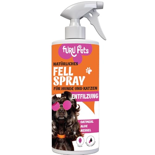 FURU PETS Natürlicher Entfilzungsspray Hunde Fellpflege Spray Welpen, Fell Zubehör, Conditioner für Hunde Parfüm, Fellpflege Hund Spray mit Aloe Vera Hunde Pflege für alle Hunderassen (Conditioner) von FURU PETS