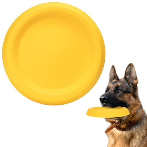 FUSOTO Dog Discs Toy, Durable Flying Discs for Throwing Catching, Durable for Aggressive Chewers, Water Floating Dog Toys, Swimming Training, Medium Large Breeds, Yellow von FUSOTO