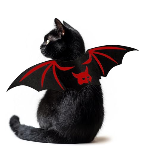 Fledermausflügel für Katzen, Fledermaus-Kostüm, Welpen- und Katzenflügel für Halloween-Party-Dekoration, niedliche Katzen-Halloween-Kostüme, Kätzchen-Fledermausflügel, Welpen-Katzen-Kostüm, Rot von FUTERLY