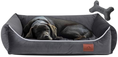 FUUFEE Hundebett L | Hundesofa für Große Hunde 100 x 80 cm | Waschbar Hundebett | Abnehmbarer Bezug Mit Reissverschluss | Graphit von FUUFEE