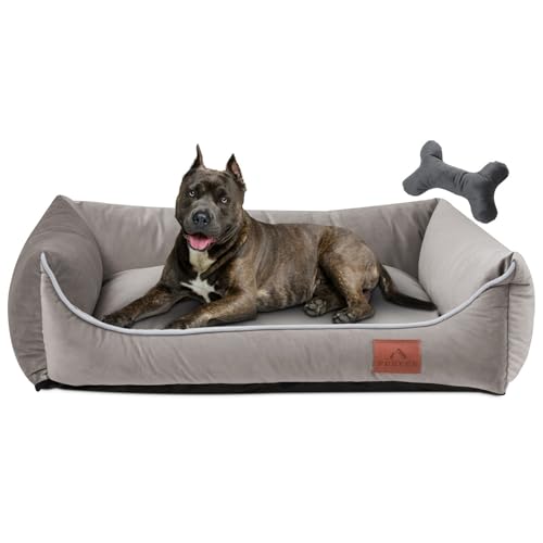 FUUFEE Hundebett L | Hundesofa für Große Hunde 100 x 80 cm | Waschbar Hundebett | Abnehmbarer Bezug Mit Reissverschluss | Haselnuss von FUUFEE