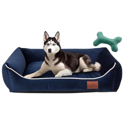 FUUFEE Hundebett L | Hundesofa für Große Hunde 100 x 80 cm | Waschbar Hundebett | Abnehmbarer Bezug Mit Reissverschluss | Ozeanblau von FUUFEE