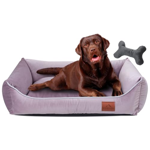 FUUFEE Hundebett L | Hundesofa für Große Hunde 100 x 80 cm | Waschbar Hundebett | Abnehmbarer Bezug Mit Reissverschluss | Pastell Violett von FUUFEE