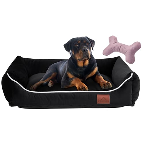 FUUFEE Hundebett L | Hundesofa für Große Hunde 100 x 80 cm | Waschbar Hundebett | Abnehmbarer Bezug Mit Reissverschluss | Schwarz von FUUFEE