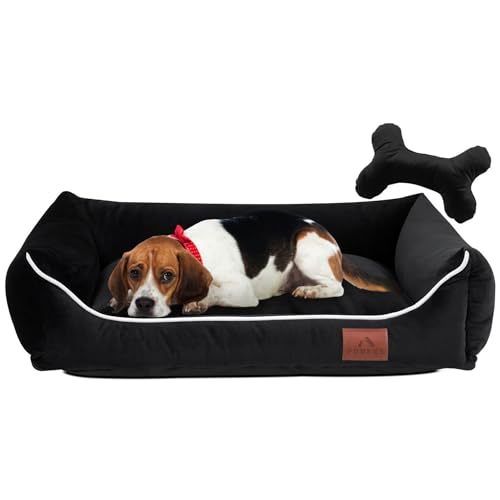 FUUFEE Hundebett M | Hundesofa für Mittelgroße Hunde 70 x 50 cm | Waschbar Hundebett | Abnehmbarer Bezug Mit Reissverschluss |Schwarz von FUUFEE