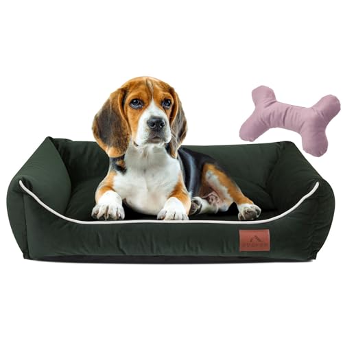 FUUFEE Hundebett M | Hundesofa für Mittelgroße Hunde 70 x 50 cm | Waschbar Hundebett | Abnehmbarer Bezug Mit Reissverschluss | Tiefgrün von FUUFEE