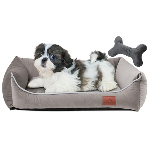 FUUFEE Hundebett S | Hundesofa für Kleine Hunde 60 x 40 cm | Waschbar Hundebett | Abnehmbarer Bezug Mit Reissverschluss Waschbar | Ideal Für Kleine Hunde Und Katzen |Haselnuss von FUUFEE