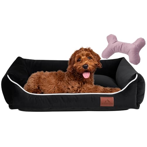 FUUFEE Hundebett S | Hundesofa für Kleine Hunde 60 x 40 cm | Waschbar Hundebett | Abnehmbarer Bezug Mit Reissverschluss Waschbar | Ideal Für Kleine Hunde Und Katzen |Schwarz von FUUFEE