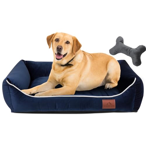 FUUFEE Hundebett XL | Hundesofa für Sehr Große Hunde 120 x 90 cm | Waschbar Hundebett | Abnehmbarer Bezug Mit Reissverschluss | Ozeanblau von FUUFEE