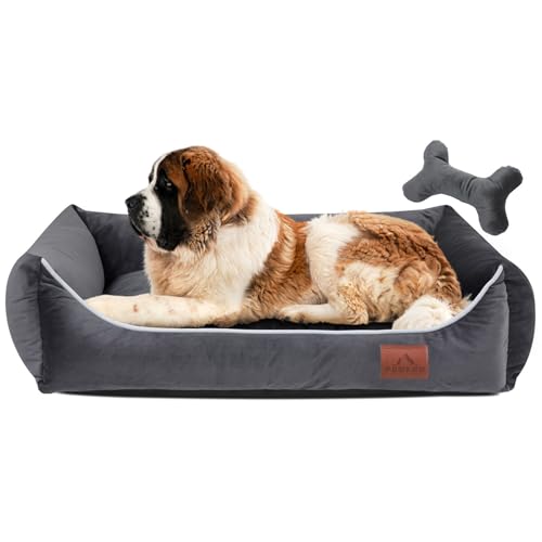 FUUFEE Hundebett XL | Hundesofa für Sehr Große Hunde 120 x 90 cm | Waschbar Hundebett | Abnehmbarer Bezug Mit Reissverschluss | Tiefgrün von FUUFEE