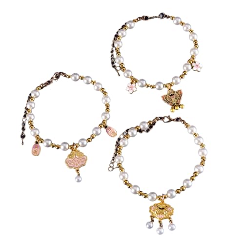 Klassische Halskette mit Perlen für chinesisches Neujahr, längenverstellbar, Schmuck für Katzen und Hunde, Festival, Haustierhalsband, 3 Stück Klassische Halskette mit Perlen für chinesisches Neujahr, längenverstellbar, Schmuck für Katzen und Hunde, Festival, Haustierhalsband, 3 Stück von FUUGlan
