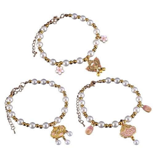 Klassische Halskette mit Perlen für chinesisches Neujahr, längenverstellbar, Schmuck für Katzen und Hunde, Festival, Haustierhalsband, 3 Stück Klassische Halskette mit Perlen für chinesisches Neujahr, längenverstellbar, Schmuck für Katzen und Hunde, Festival, Haustierhalsband, 3 Stück von FUUGlan