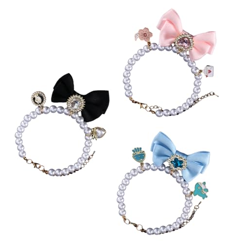 Perlen-Haustier-Halskette mit Strass-Anhänger, bequem für kleine Hunde und Katzen, für Geburtstag, Hochzeit Perlen-Haustier-Halskette mit Strass-Anhänger, bequem für kleine Hunde und Katzen, für Geburtstag, Hochzeit von FUUGlan