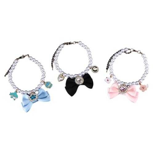 Perlen-Haustier-Halskette mit Strass-Anhänger, bequem für kleine Hunde und Katzen, für Geburtstag, Hochzeit Perlen-Haustier-Halskette mit Strass-Anhänger, bequem für kleine Hunde und Katzen, für Geburtstag, Hochzeit von FUUGlan