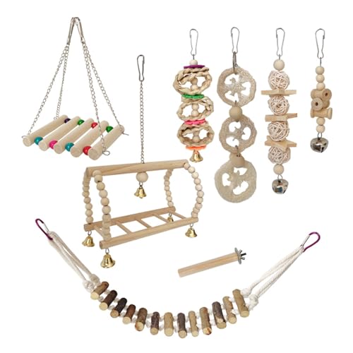 Vogelkäfig-Schaukel-Vogelspielzeug-Set, Vogelkäfig-Hänge-Maisschale, reißendes Spielzeug, Käfigzubehör, Wellensittiche, Kauspielzeug, 8 Stück von FUXIU