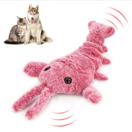 FUXNGZI Floppy Lobster Interaktives Hundespielzeug, 2024 Neu Interaktives Hundespielzeug Aktives Bewegliches Haustier Plüschtier, Wiederaufladbare Interaktive Waschbare Plüsch für Haustiere (Rosa) von FUXNGZI