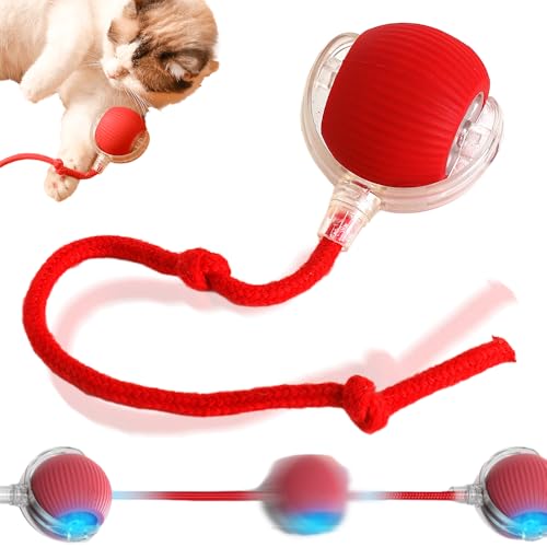 FUXNGZI Hundespielzeug,Interaktives Hundespielzeug,Hundespielzeug Ball,Hundeball Elektrisch,Hundespielzeug Unzerstörbar,Smart Automatisch Rollender Ball für Katzen und Hunde (Rot) von FUXNGZI