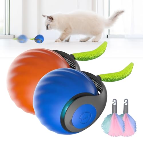 FUXNGZI Katzenspielzeug, 2025 Neu Magic Ball Hund, Interaktives Hundespielzeug Ball, Spielball Hund Elektrisch, Katzenspielzeug Selbstbeschäftigung mit Ersatzschwanz (Blau+Orange) von FUXNGZI