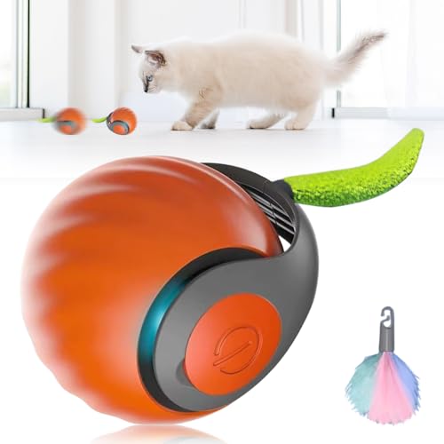 FUXNGZI Katzenspielzeug, 2025 Neu Magic Ball Hund, Interaktives Hundespielzeug Ball, Spielball Hund Elektrisch, Katzenspielzeug Selbstbeschäftigung mit Ersatzschwanz (Orange -1PCS) von FUXNGZI