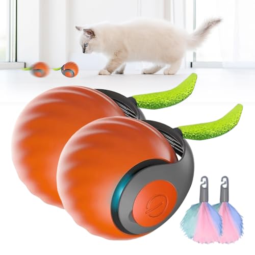 FUXNGZI Katzenspielzeug, 2025 Neu Magic Ball Hund, Interaktives Hundespielzeug Ball, Spielball Hund Elektrisch, Katzenspielzeug Selbstbeschäftigung mit Ersatzschwanz (Orange -2PCS) von FUXNGZI