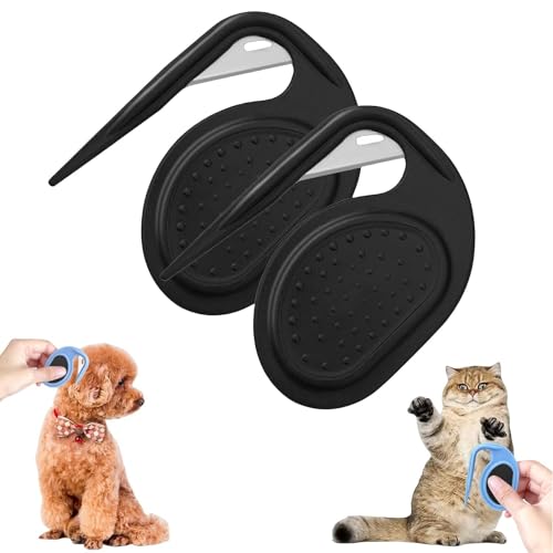 Pet Knotting Comb, Entfilzer mit Stahlklinge, Entfilzungsmesser Katze, Splitter Fell-Entwirrer Entfilzungskamm für hunde entfernt Unterwolle & Verfilzungen (A-Schwarz) von FUXNGZI