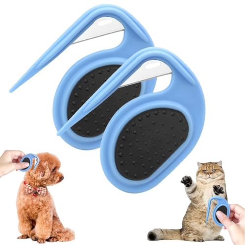 Pet Knotting Comb, Entfilzer mit Stahlklinge, Entfilzungsmesser Katze, Splitter Fell-Entwirrer Entfilzungskamm für hunde entfernt Unterwolle & Verfilzungen (A-blau) von FUXNGZI