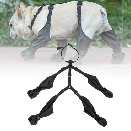 Suspender Boots for Dogs, 2024 Rutschfeste Verstellbare Schutzstiefel Mit Festen Riemen, Hundestiefel Hundeschuhe, Wasserdichte Hundesocken Hundepfotenschutz Für Große Und Mittelgroße Hunde (L) von FUXNGZI