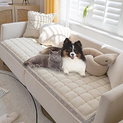 FUYAO Flauschige Haustier-Couchbezug, Lustige Haustier Bettmatte PadMehrzweck-Baumwoll Möbelabdeckungen Waschbare Bodenunterlage Für Katzen Und Hunde(Size:27.6 * 82.7 in,Color:White) von FUYAO