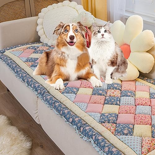 Lustige Fuzzy Bunt Kariert Quadrat Haustier Matte Bett Couch Abdeckung, Abdeckung Garten Chic Baumwolle Boden Möbel Schutzhülle Decken, Geliebt Von Haustier Kinder(Size:70X150CM,Color:D) von FUYAO