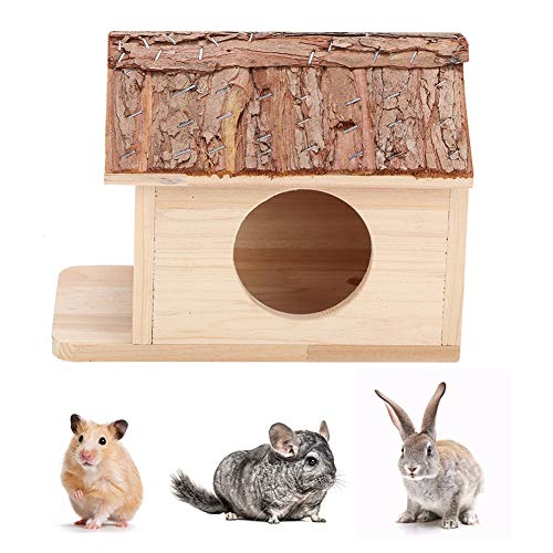 FUZHUI Großes, sicheres Hamsterhaus aus Holz für kleine Tiere, einschließlich Kaninchen, Meerschweinchen, Chinchillas, bietet Schutz vor Wind und Regen, ausgestattet mit einem Guckloch. von FUZHUI