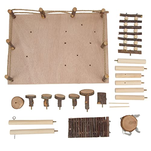 FUZHUI Hamster-Spielplatzset aus echtem Holz, Klettersystem für kleine Haustiere, enthält mehrere Spielbereiche zum Klettern, Verstecken, Laufen, zur Verbesserung der sportlichen von FUZHUI