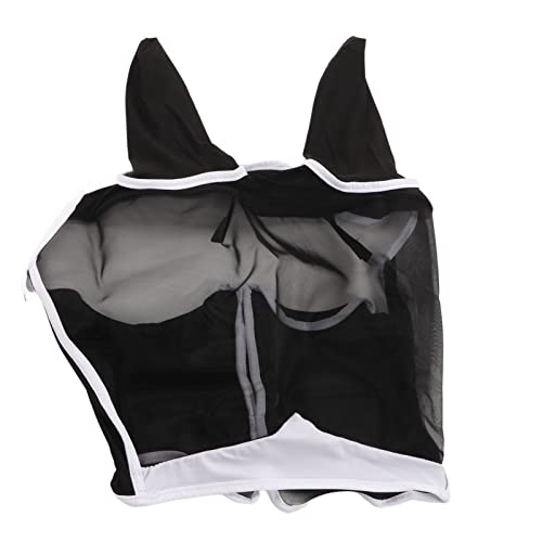 UV-schützende, Atmungsaktive Mesh-Fliegenmaske Für Pferde Mit Abnehmbarem Design Zum Schutz vor Fliegen(S4-Schwarz) von FUZHUI