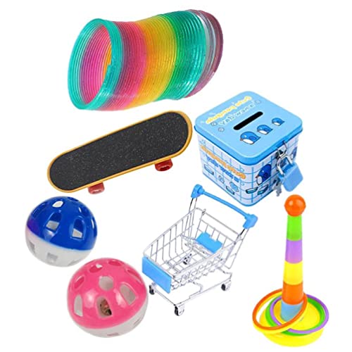 FUZYXIH 6 Arten Vogel Training Spielzeug Set Enthalten Stapeln Ringe Skateboard Metall Trolley Münze Jar Ball Spielzeug Zur Verbesserung Vogel Spielzeug Sets von FUZYXIH